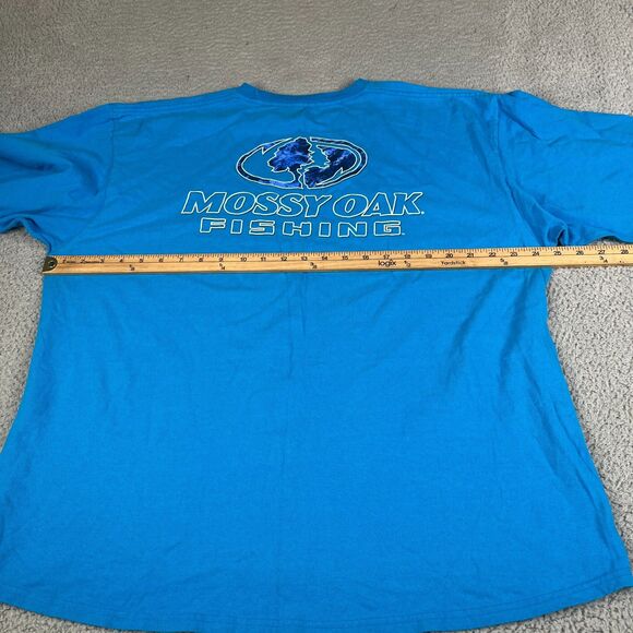 Mossy Oak Fishing Shirt Mens XXL Blue Long Sleeve Cotton Graphic Double Sided - Picture 8 of 9